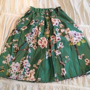 Floral Midi A-Line Skirt